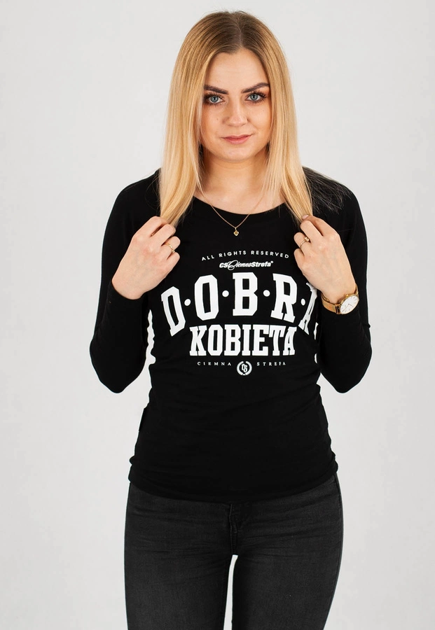 Longsleeve Ciemna Strefa Dobra Kobieta czarno biały