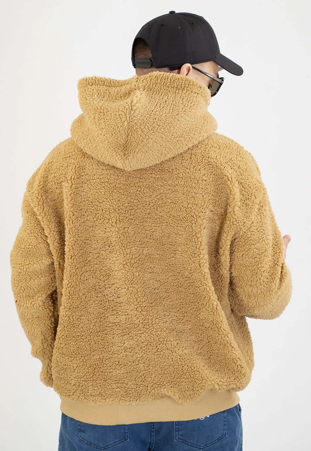 Bluza Jigga Wear Z Kapturem Teddy Simple Crown Oversize Zip mink