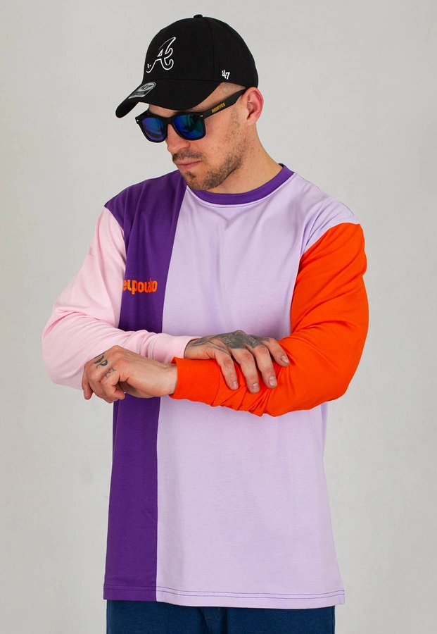 Longsleeve El Polako Cut Half fioletowo różowo pomarańczowy