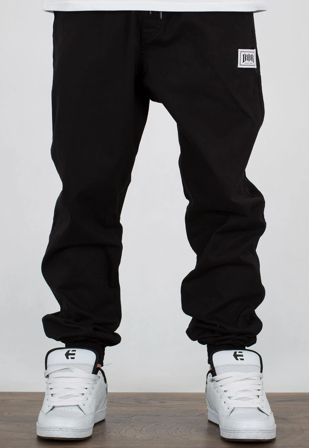 Spodnie B.O.R. Biuro Ochrony Rapu Jogger Fit Guma BOR New czarne