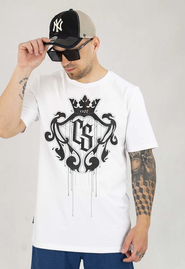 T-shirt Ciemna Strefa CS Duży Herb biało czarny