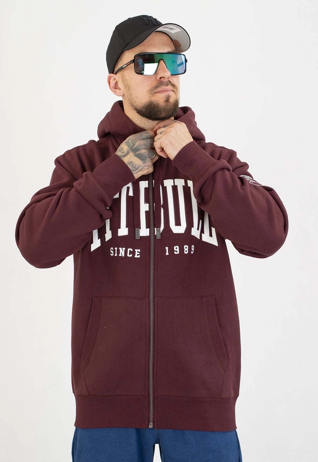 Bluza Pit Bull Z Kapturem ZIP Norton dark burgundy