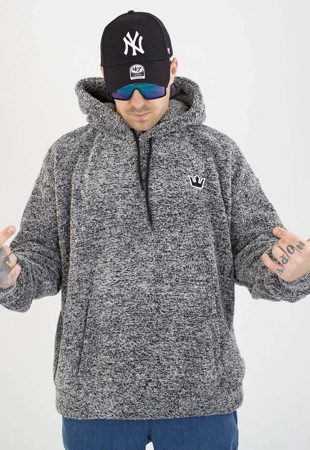 Bluza Jigga Wear Z Kapturem Teddy Simple Crown szara