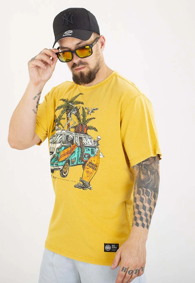 T-shirt Pit Bull Open Beach 190 washed yellow