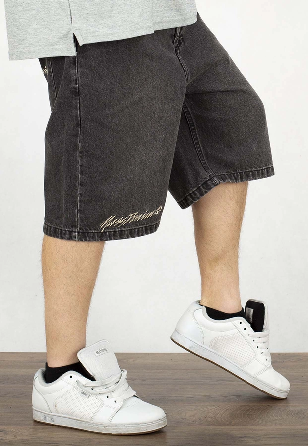 Spodenki Mass Jeans Initials Loose Fit black washed