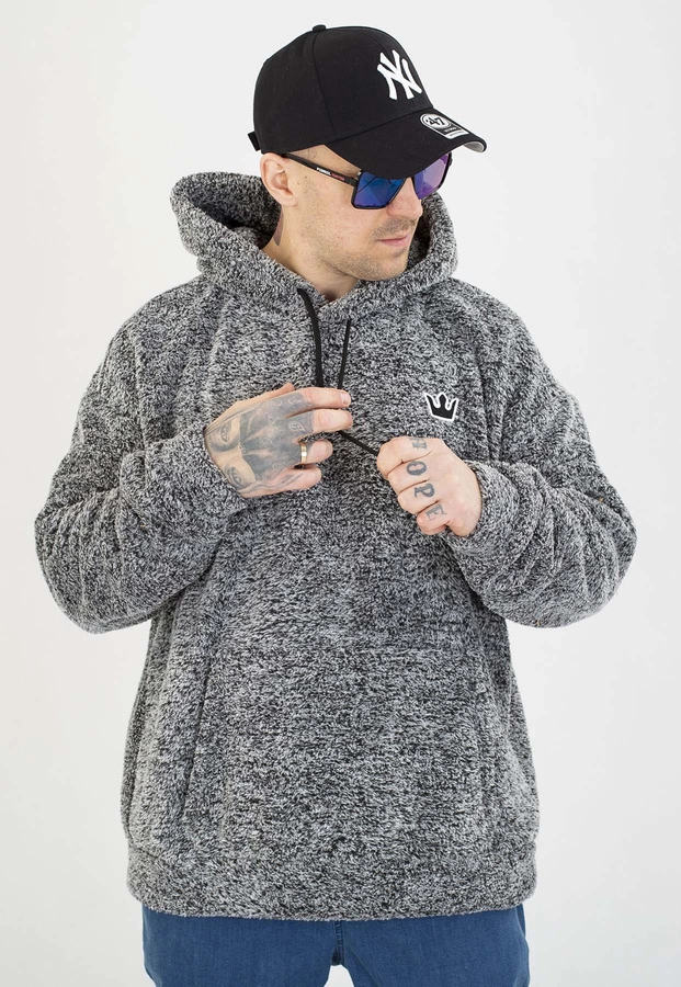 Bluza Jigga Wear Z Kapturem Teddy Simple Crown szara