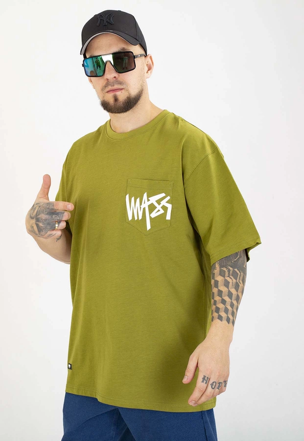 T-shirt Mass Pocket Sign oliwkowy
