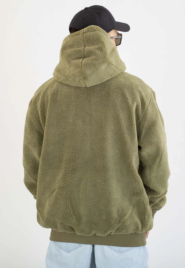 Kurtka Mass Z Kapturem Zimowa ZIP Patch Teddy oliwkowa
