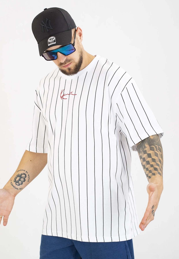 T-shirt Karl Kani KK Small Signature pinstripe 6030152 biały