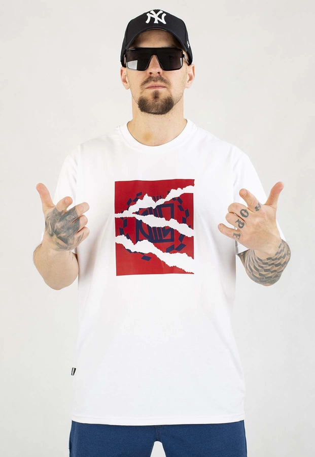 T-shirt Diil Cut Paper biało czerwony