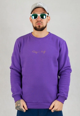 Bluza Ganja Mafia Bez Kaptura Podpis Mini Gold fioletowa