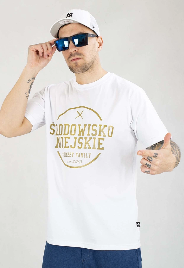 T-shirt Środowisko Miejskie Theme biało złoty