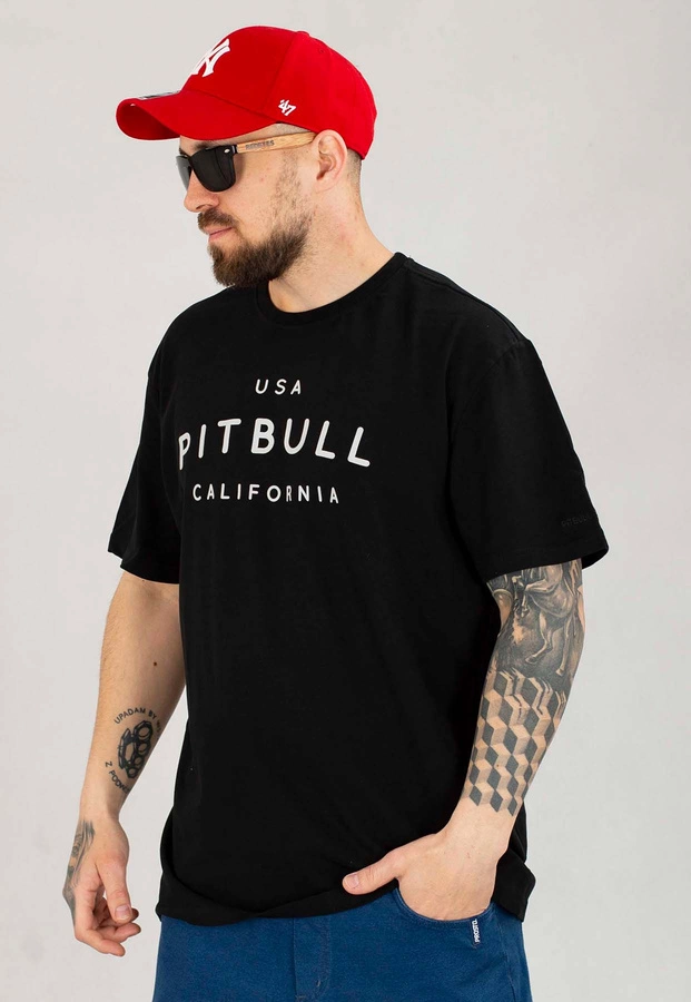 T-shirt Pit Bull Garment Washed USA Cal czarny