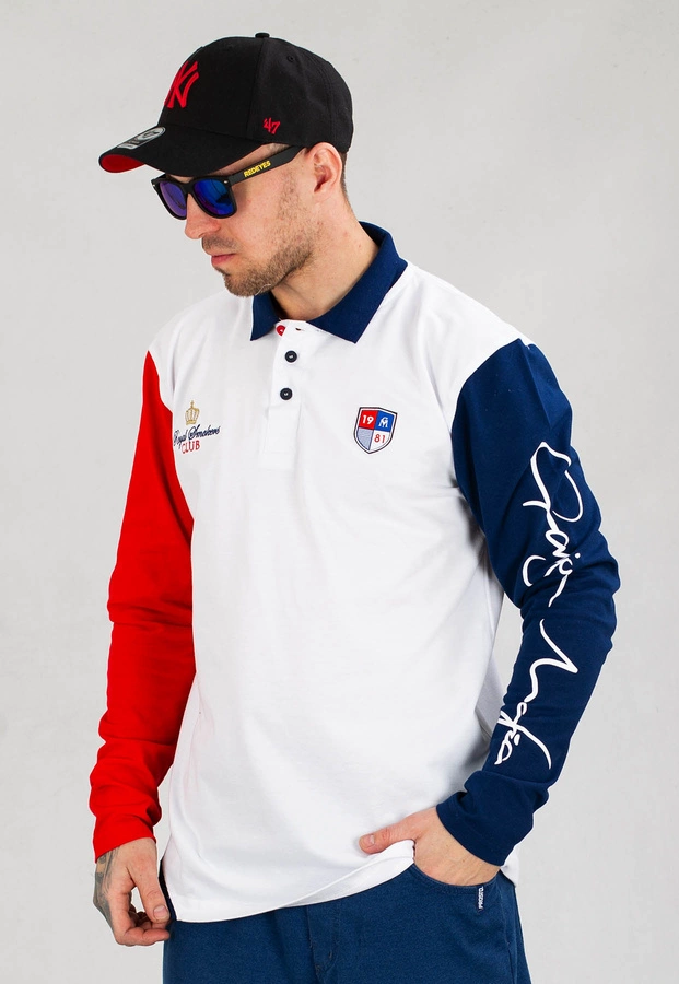 Longsleeve Ganja Mafia Polo Flag biało czerwono granatowy