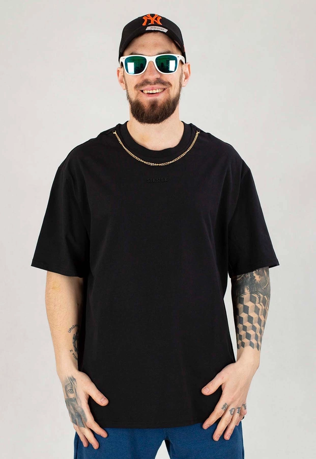 T-shirt SikSilk Chain Oversized SS-22602 czarny