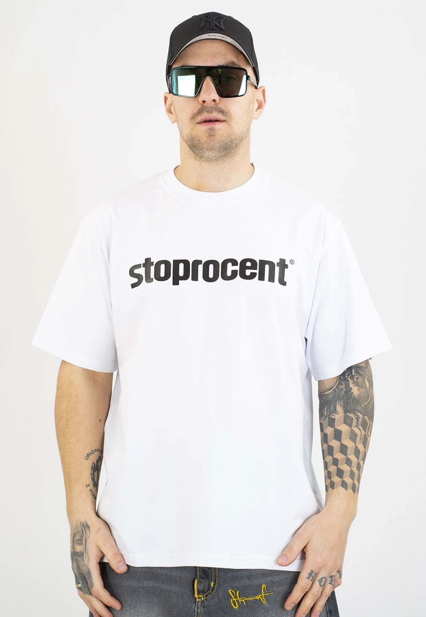 T-shirt Stoprocent Classic Logo biały
