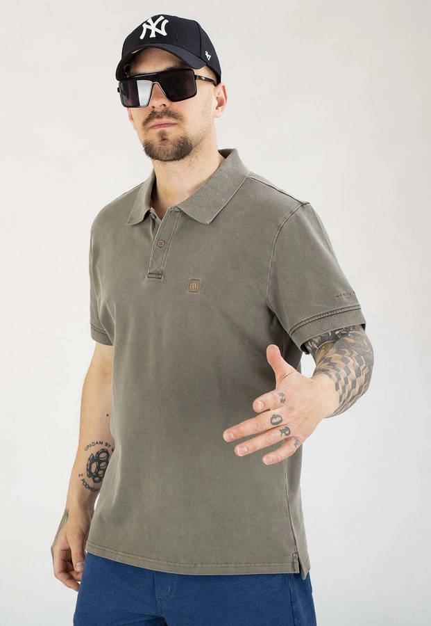 T-shirt Polo Pit Bull Washed Pique Small Logo dark brown