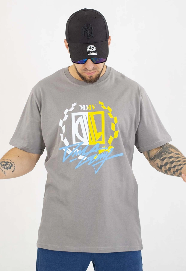 T-shirt Diil Laur Gang szaro żółty