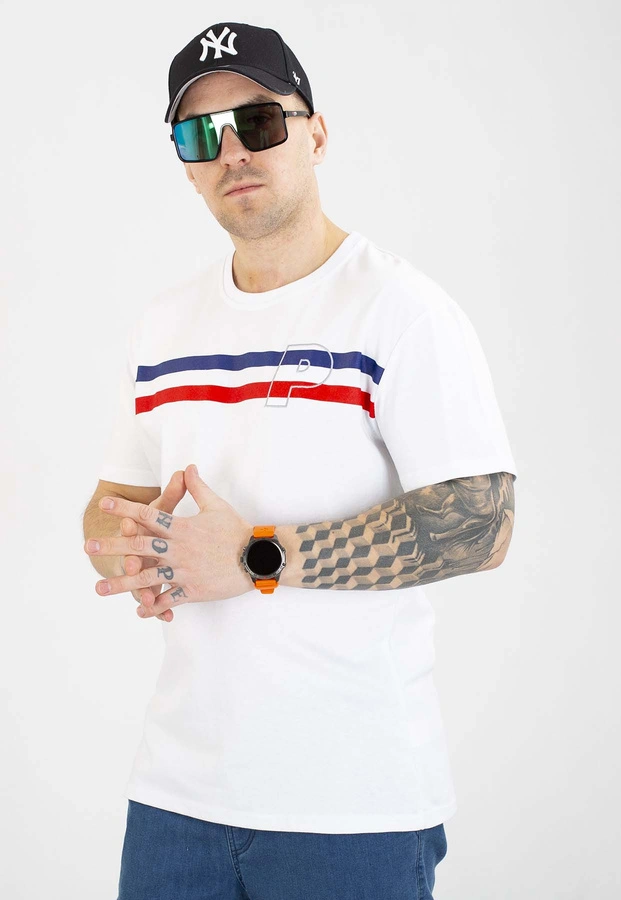 T-shirt Patriotic P Double Line biały