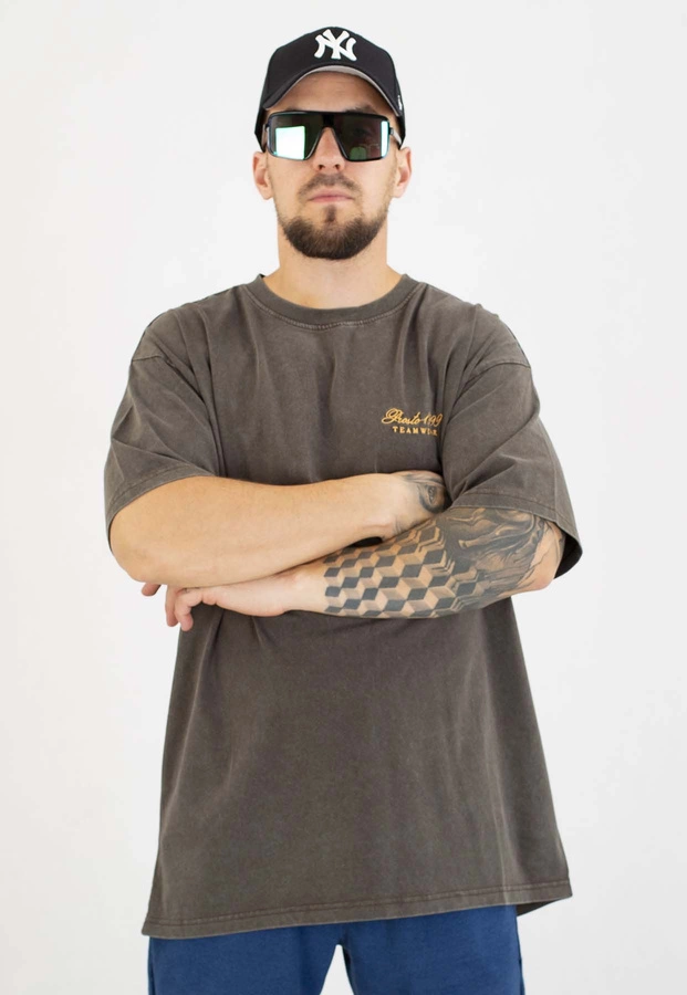 T-shirt Prosto Oversize Athletic sprany brązowy