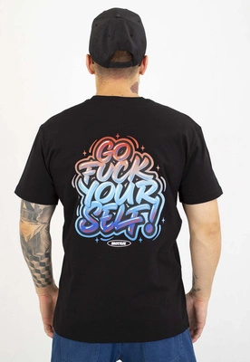 T-shirt Motive Yourself Back Blue Red Logo czarny