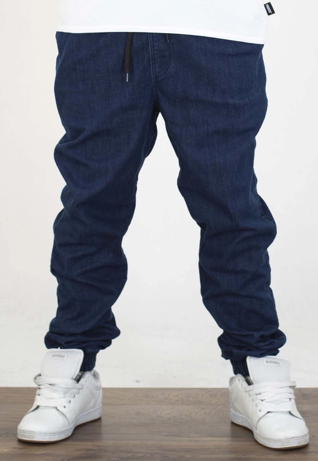 Spodnie Chada Jeans Joggery Kastet Logo ciemno niebieskie