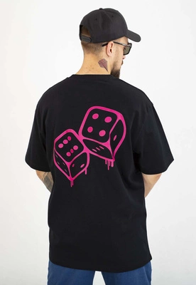 T-shirt Lucky Dice Baggy LD Melt czarno różowy
