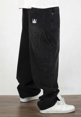 Spodnie Jigga Wear Baggy Jeans Crown czarne sprane