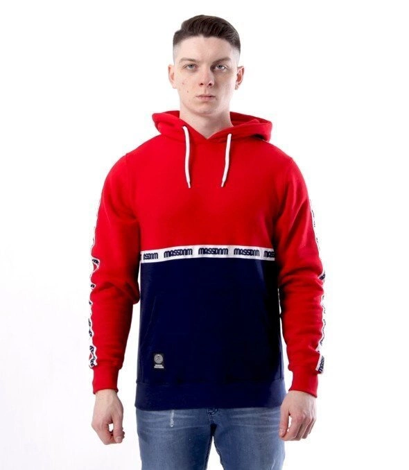 Mass-Mass DNM bluza Sweatshirt Line Hoody Granatowo Czerwona