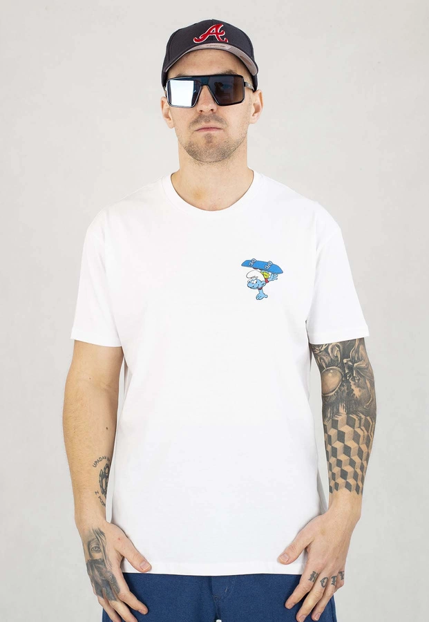 T-shirt Smerfy Skateboard biały