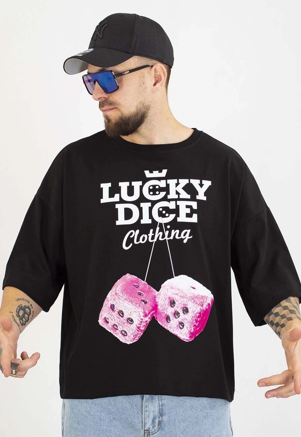 T-shirt Lucky Dice Boxy Front Truck czarno różowy