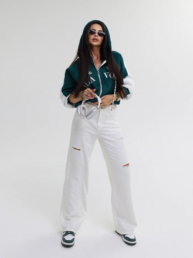 Bluza Olavoga Z Kapturem Zip Ashen Sky zielona