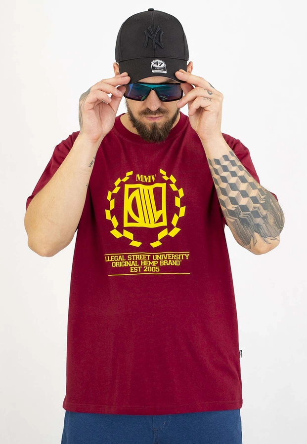 T-shirt Diil Laur bordowo żółty
