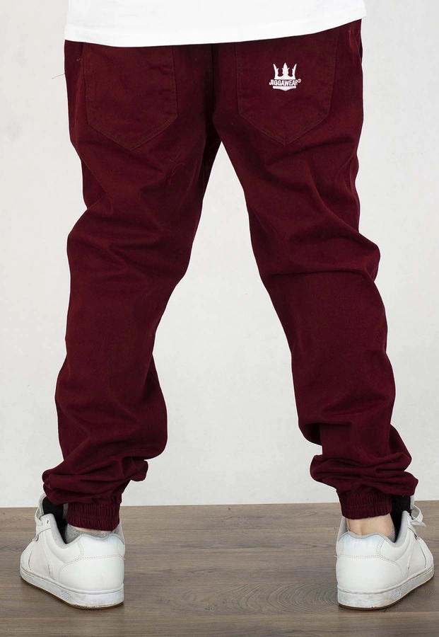 Spodnie Jigga Wear Crown Stitch Jogger bordowe