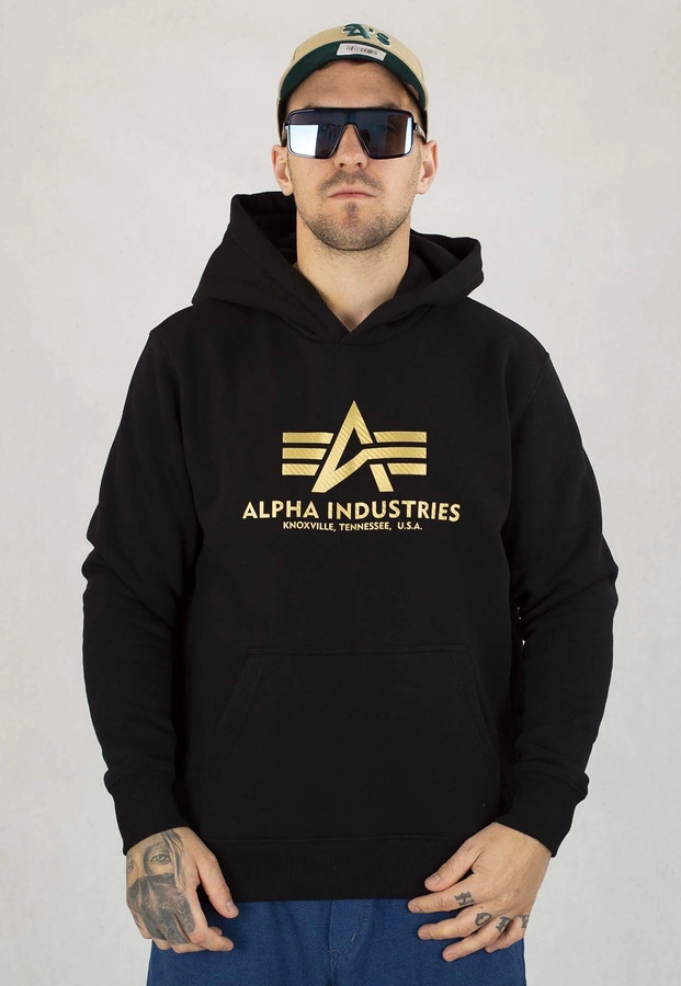 Bluza Alpha Industries Z Kapturem Basic Carbon 146343 czarno złota