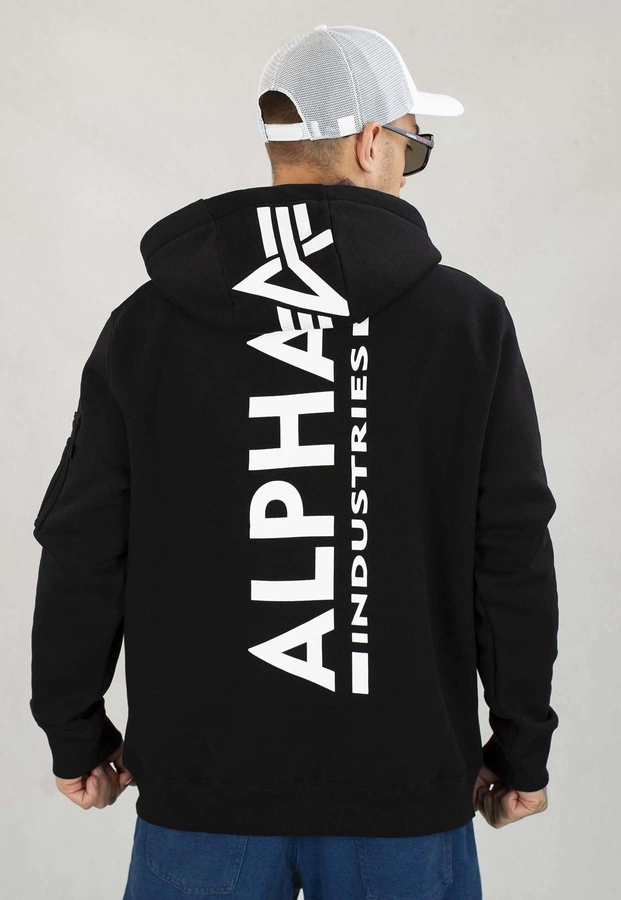 Bluza Alpha Industries ZIP Z Kapturem Back Print 128342 czarna