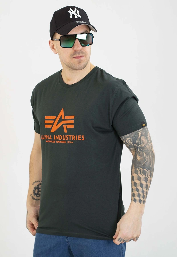 T-shirt Alpha Industries Basic T 2Pack 106524 czarny ciemno zielony