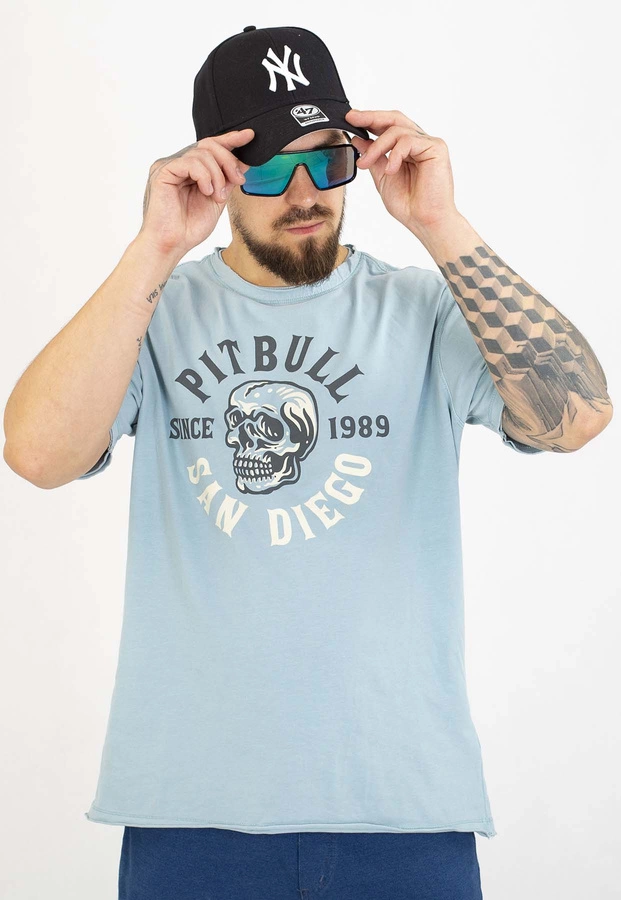 T-shirt Pit Bull Skull Logo 190 blue