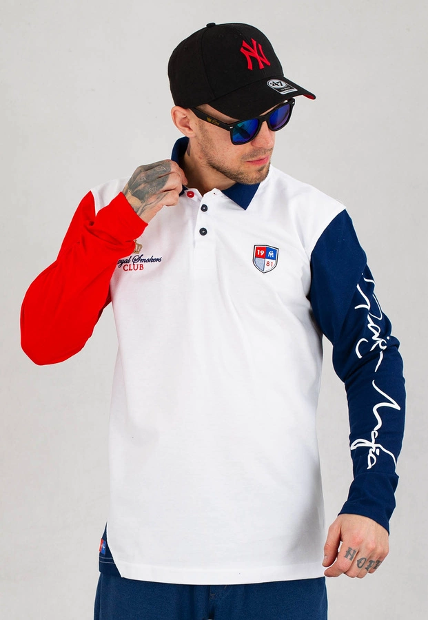 Longsleeve Ganja Mafia Polo Flag biało czerwono granatowy