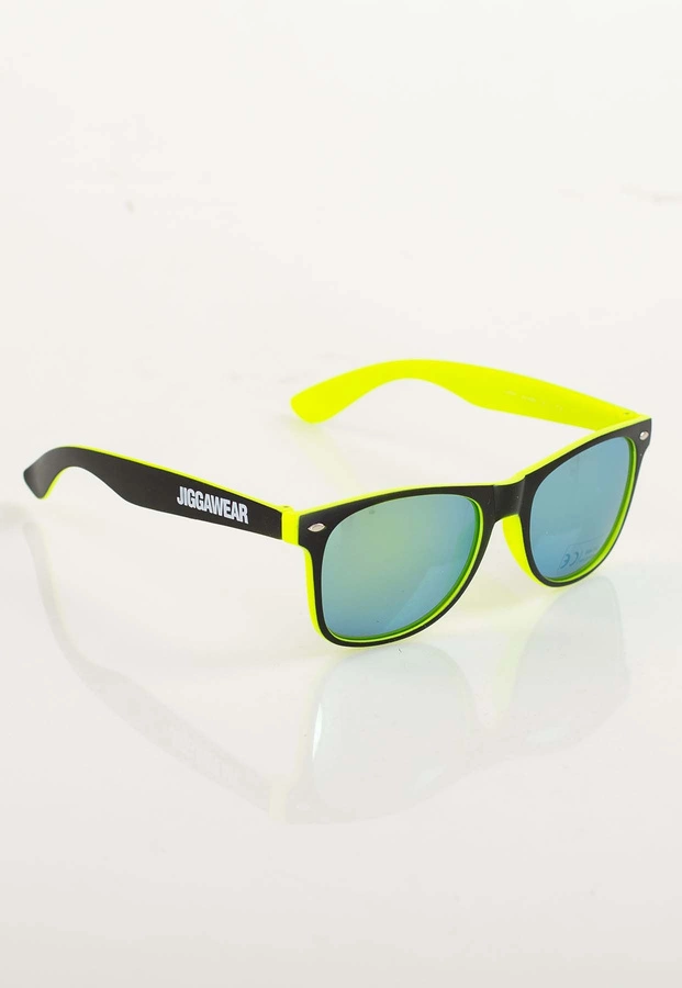 Okulary Jigga Wear Name Contrast Wayfarer Black Lime Green Mirror