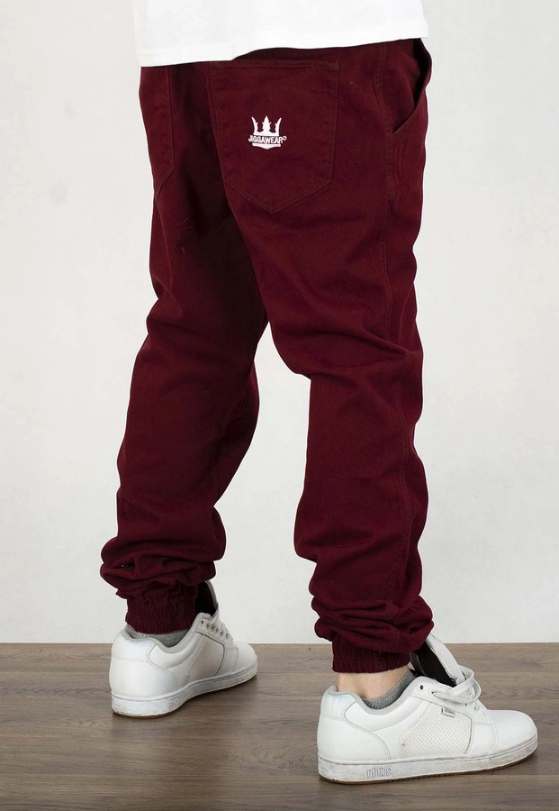 Spodnie Jigga Wear Crown Stitch Jogger bordowe