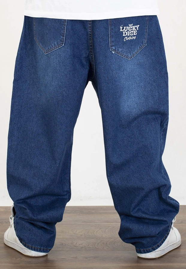 Spodnie Lucky Dice Baggy LD Clothing dark blue jeans