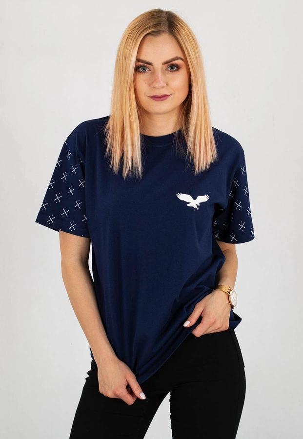 T-shirt Diamante Wear Never Look Back granatowy