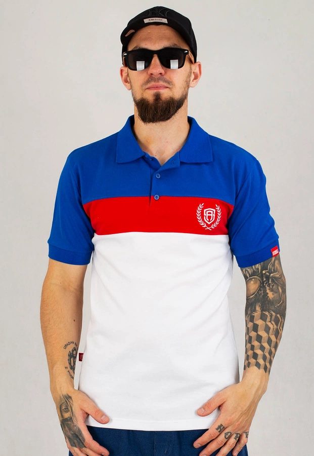 T-shirt Polo Street Autonomy Laur niebiesko czerwono biały