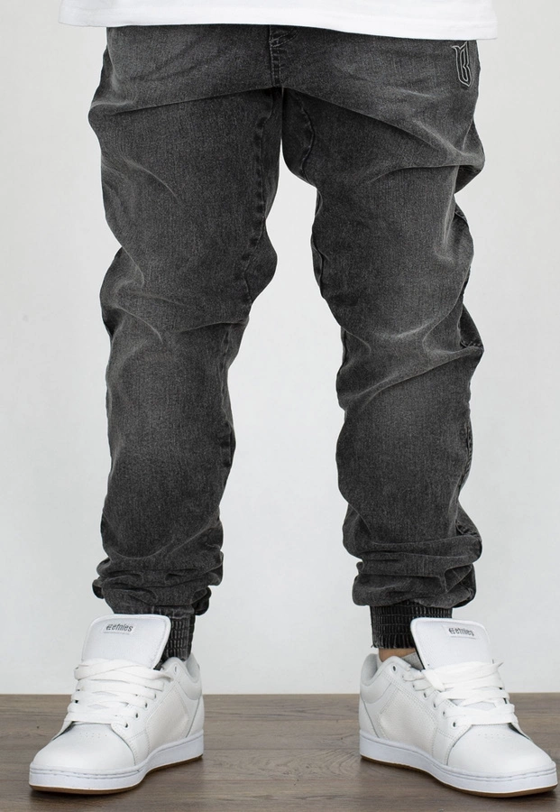 Spodnie B.O.R. Biuro Ochrony Rapu Jogger Fit Guma Strecz Classic BORCrew Outline szary jeans
