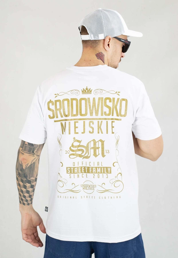 T-shirt Środowisko Miejskie Theme biało złoty