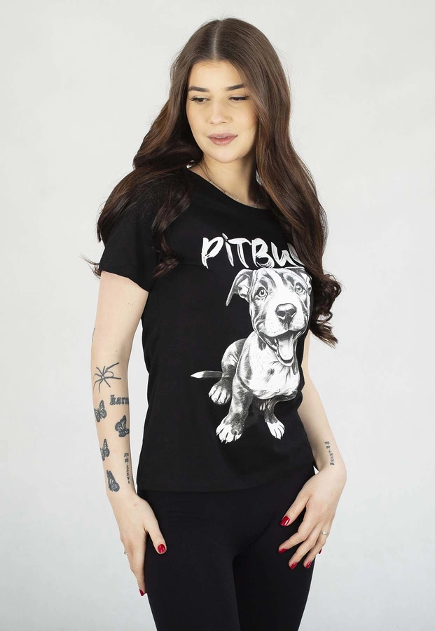 T-Shirt Pit Bull Slim Fit Puppy czarny