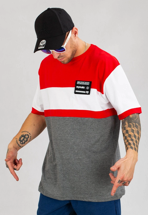 T-shirt El Polako Horizontal Cut czerwony