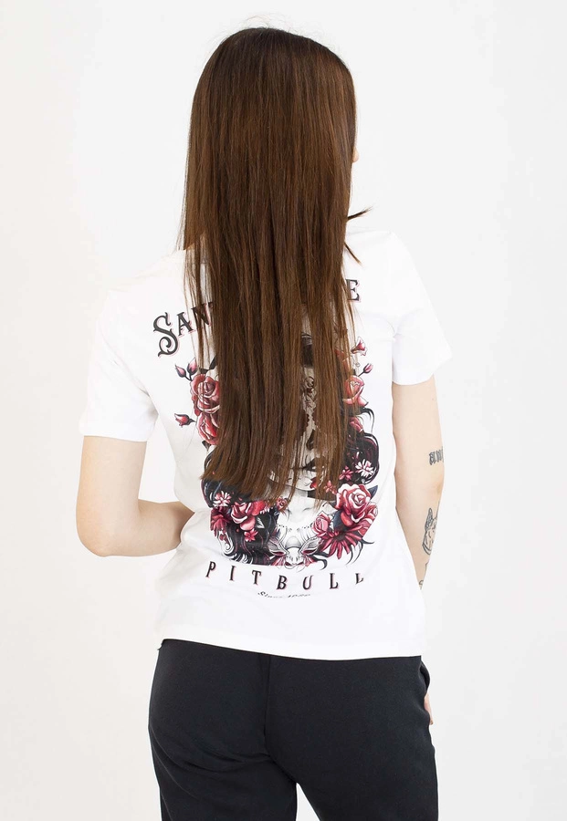 T-Shirt Pit Bull Santa Muerte rose white
