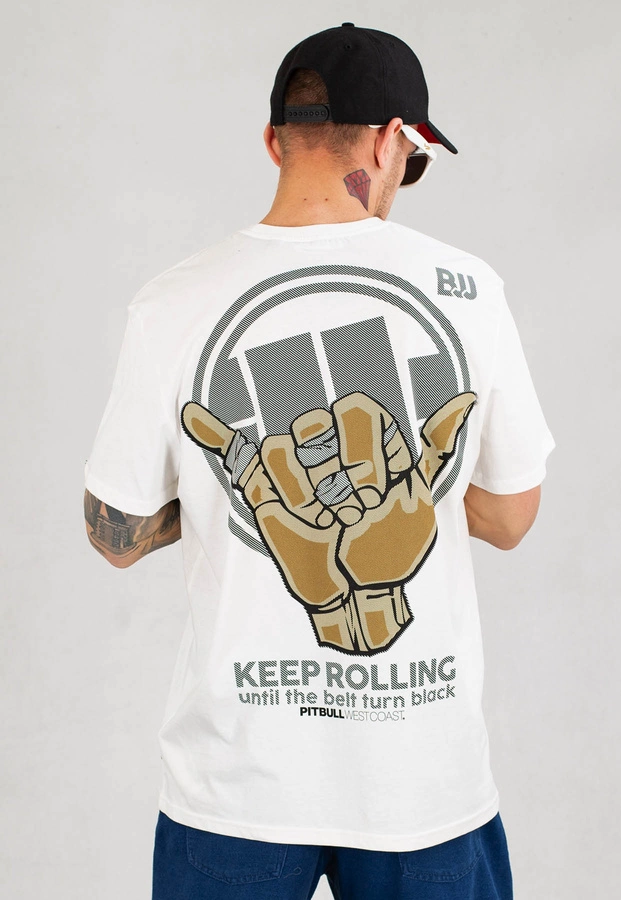 T-shirt Pit Bull Keep Rolling biały